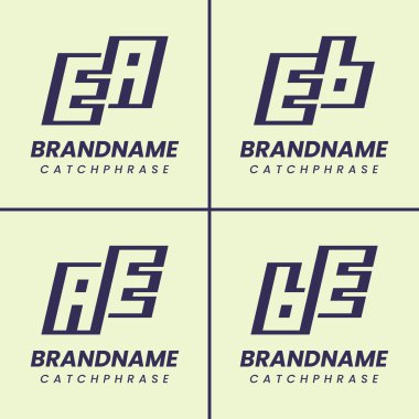 Harfler EA AE EB BE Monogram Logo Seti, her iş için uygundur