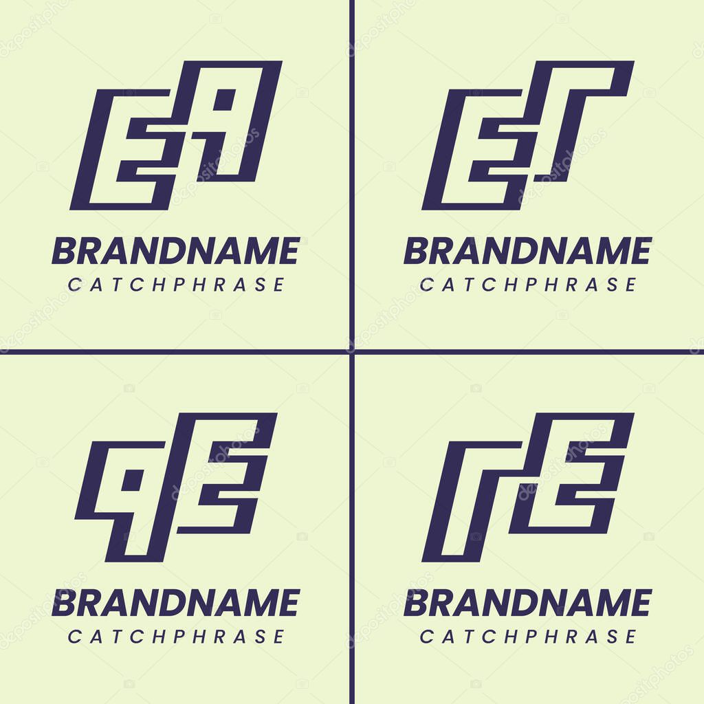 Letters EQ QE ER RE Monogram Logo Set, suitable for any business