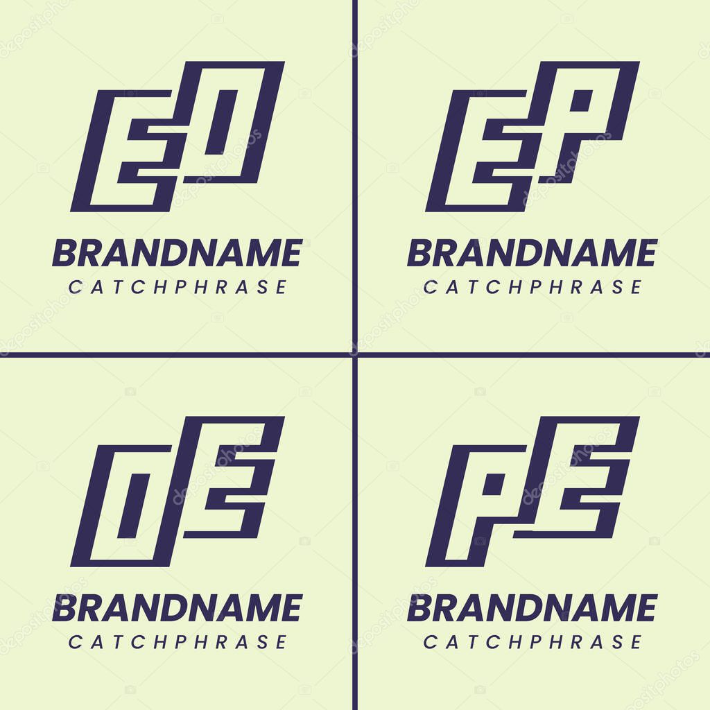 Letters EO OE EP PE Monogram Logo Set, suitable for any business
