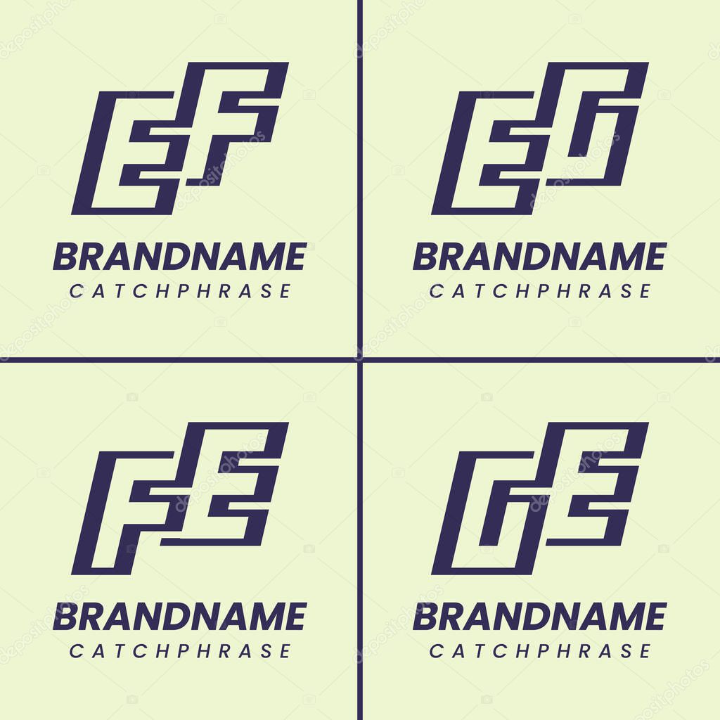 Letters EF FE EG GE Monogram Logo Set, suitable for any business