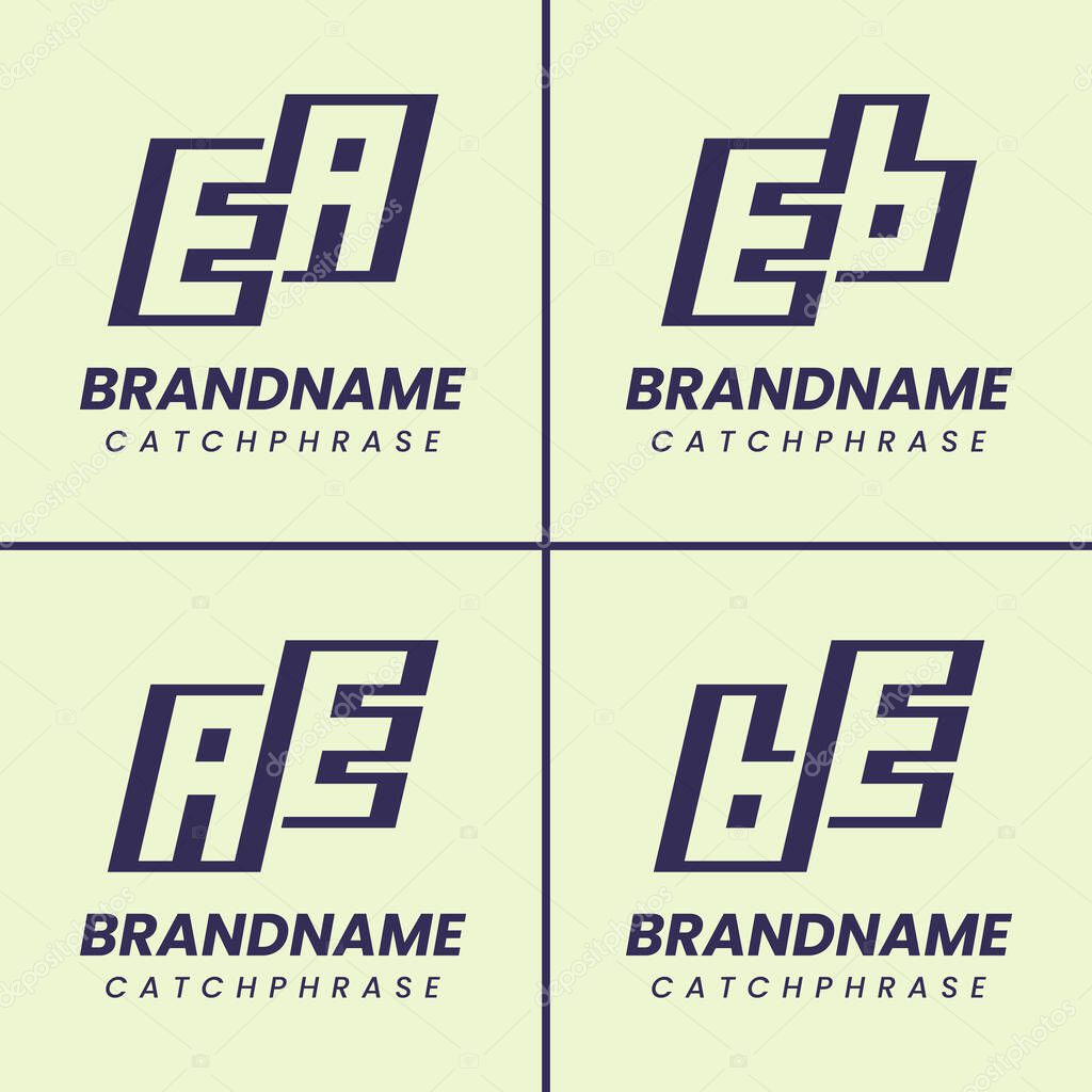 Letters EA AE EB BE Monogram Logo Set, suitable for any business