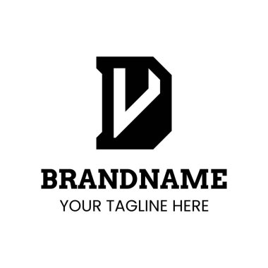 Harfler DV Monogram Logosu, herhangi bir marka için uygun VD veya DV baş harfleri