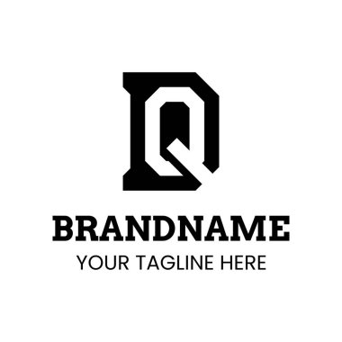 Harfler DQ Monogram Logosu, QD veya DQ baş harfleri olan her marka için uygundur.
