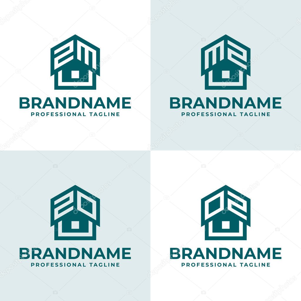 Letters ZM MZ ZO OZ Home Roof Logo, suitable for any business related to house