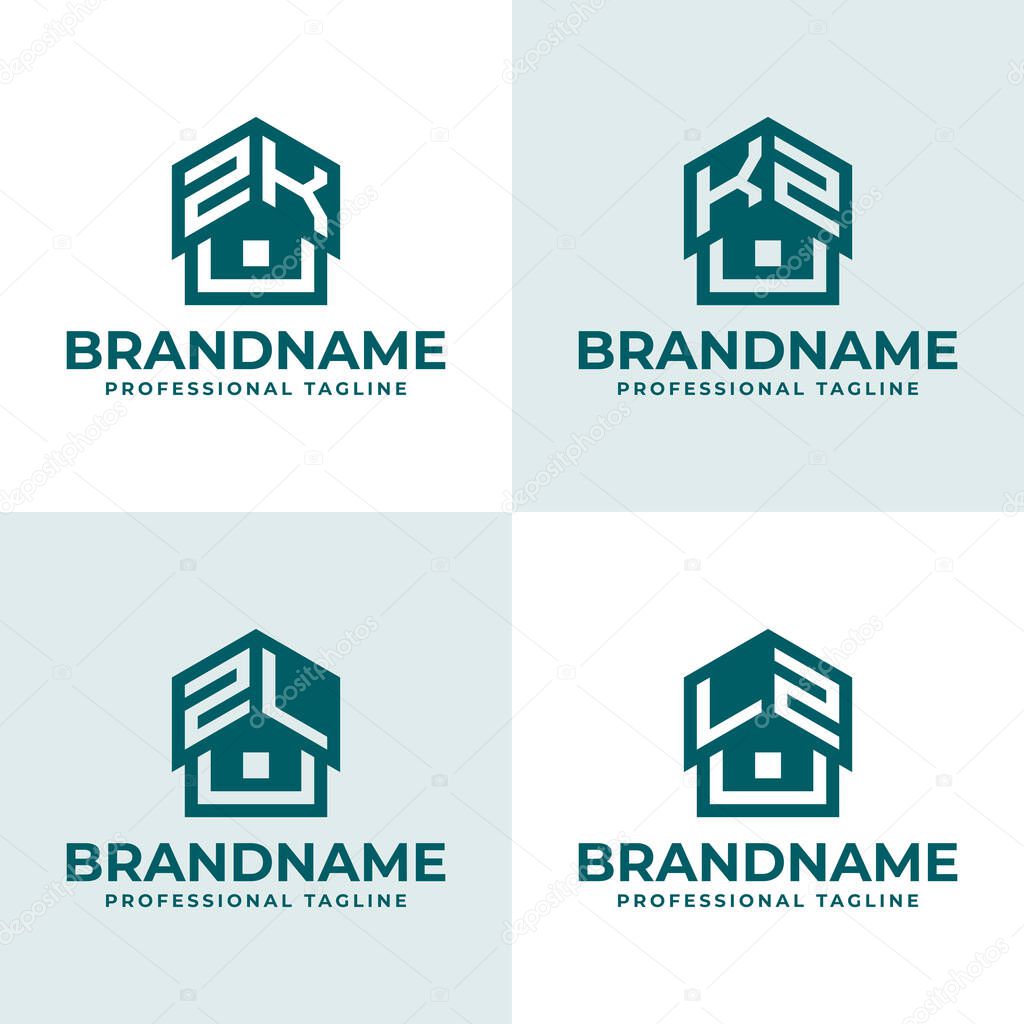 Letters ZK KZ ZL LZ Home Roof Logo, suitable for any business related to house