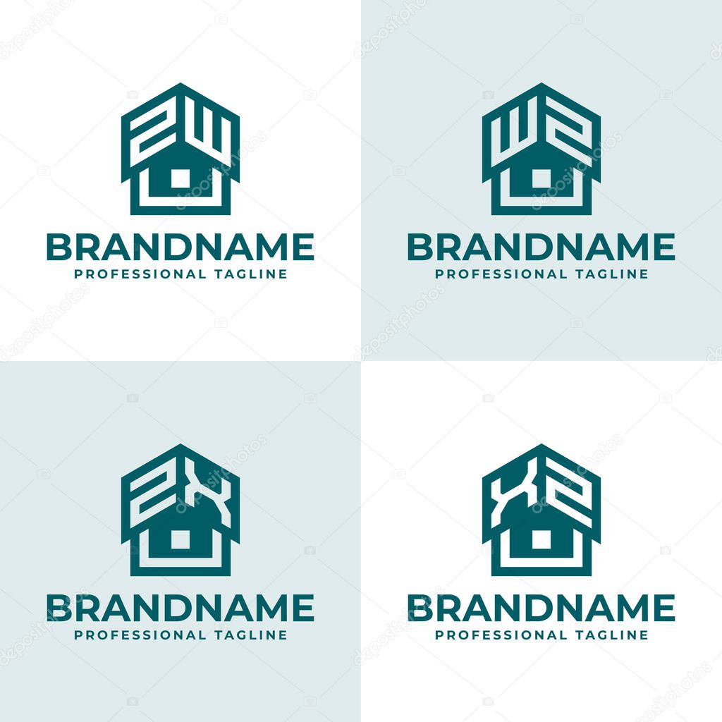 Letters ZW WZ ZX XZ Home Roof Logo, suitable for any business related to house