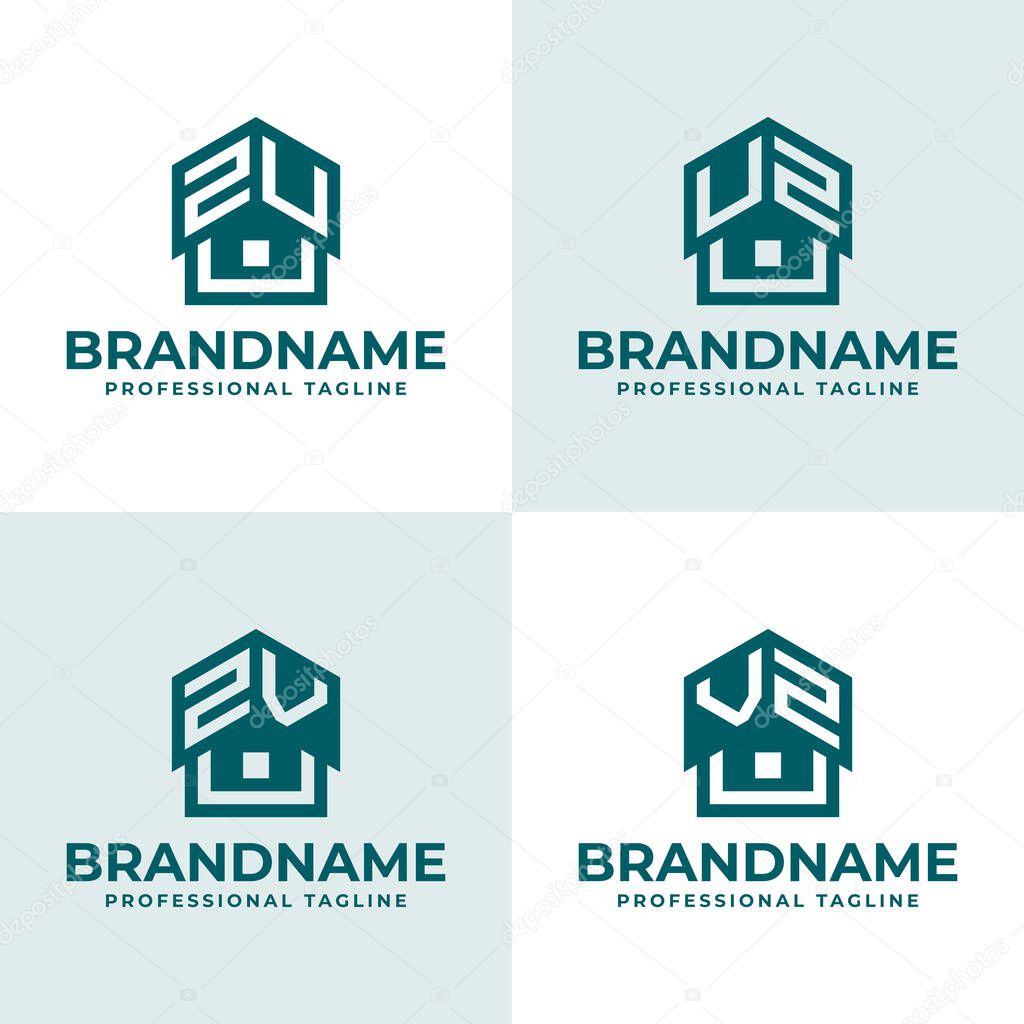 Letters ZU UZ ZV VZ Home Roof Logo, suitable for any business related to house