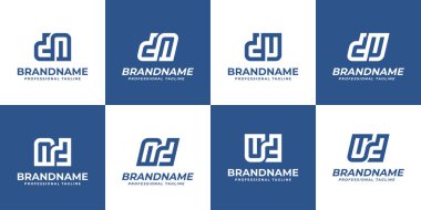 Harfler DN ND DU UD Monogram Logosu, herhangi bir ilk marka için uygun