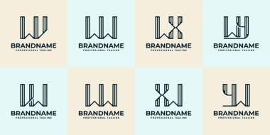 WV VW WW WX XW WY YW Çizgili Logo Seti, her iş için uygundur