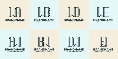 Harfler WA AW WB BW WD DW Biz EW Stripe Logo Set, her iş için uygundur