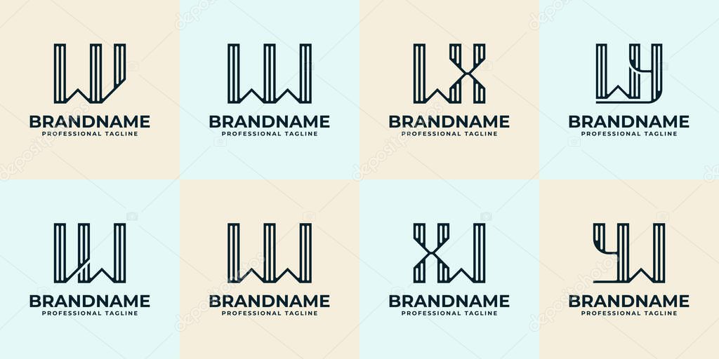 Letters WV VW WW WX XW WY YW Stripe Logo Set, suitable for any business