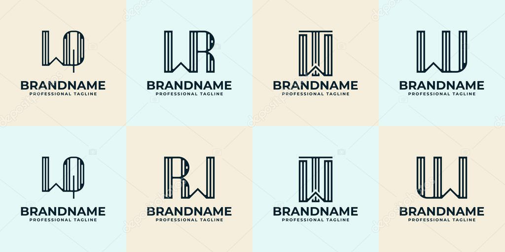 Letters WQ QW WR RW WT TW WU UW Stripe Logo Set, suitable for any business