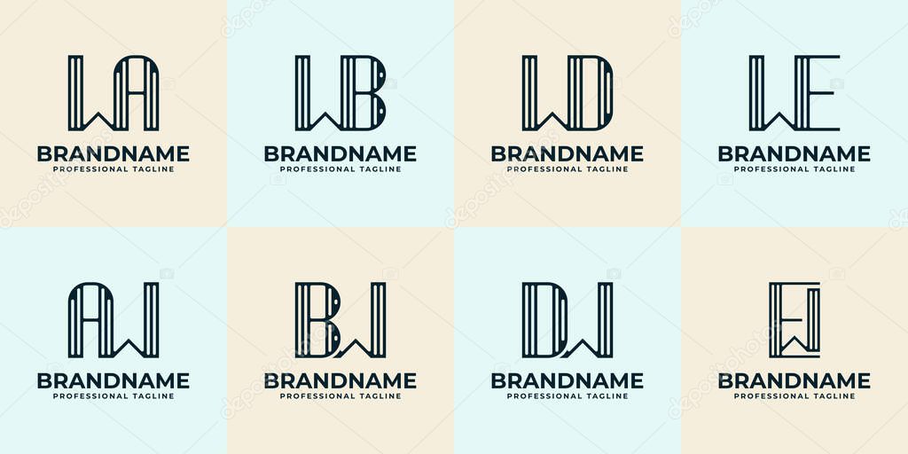 Letters WA AW WB BW WD DW WE EW Stripe Logo Set, suitable for any business