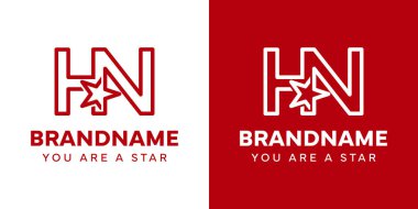 Harfler HN Star Monogram Logosu, başarı, özgürlük ve primi temsil ediyor