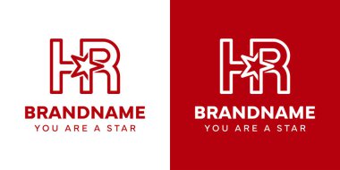 Harfler HR Star Monogram Logosu, başarı, özgürlük ve primi temsil ediyor