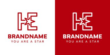 Harfler HE Yıldız Monogram Logosu, başarıyı, özgürlüğü ve primi temsil ediyor