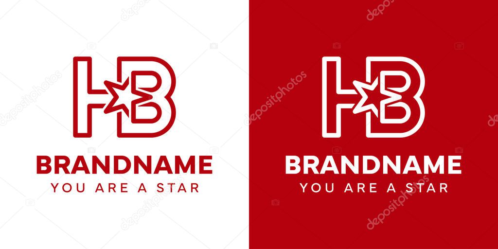 Letters HB Star Monogram Logo, representing success, freedom and premium
