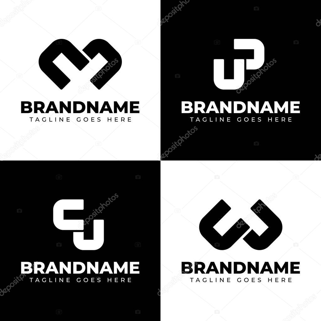 Letters CJ CM CW UP Monogram Logo, suitable for any business with CJ JC CM MC CW UP PU initials