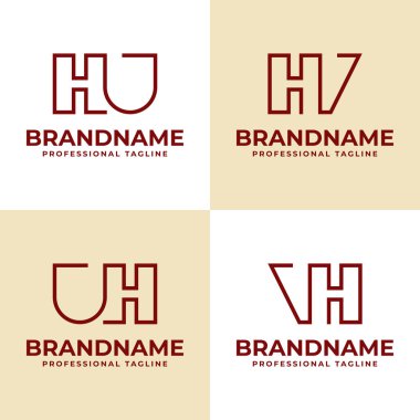 Harfler HU UH HV VH Monogram Logosu, her iş için uygundur