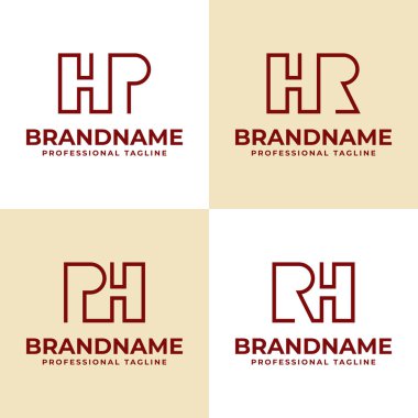 Harfler HP PH HR RH Monogram Logosu, her iş için uygundur