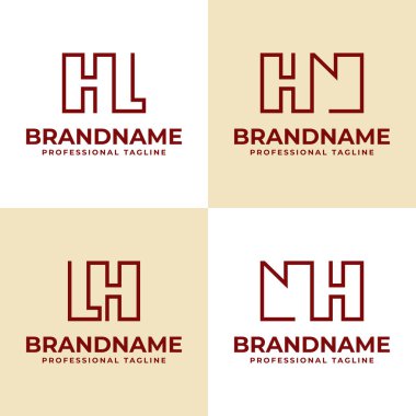 Harfler HL LH HN NH Monogram Logosu, her iş için uygundur