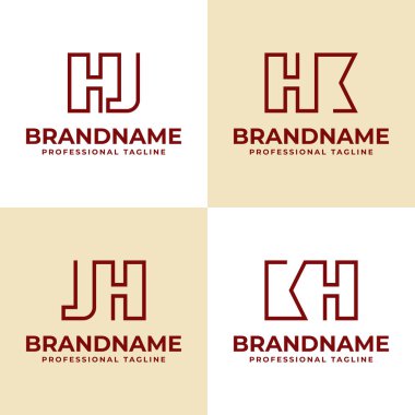 Harfler HJ JH HK KH Monogram Logosu, her iş için uygundur