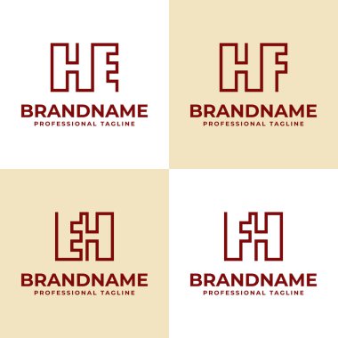 Mektup HE EH FH FH Monogram Logosu, her iş için uygundur