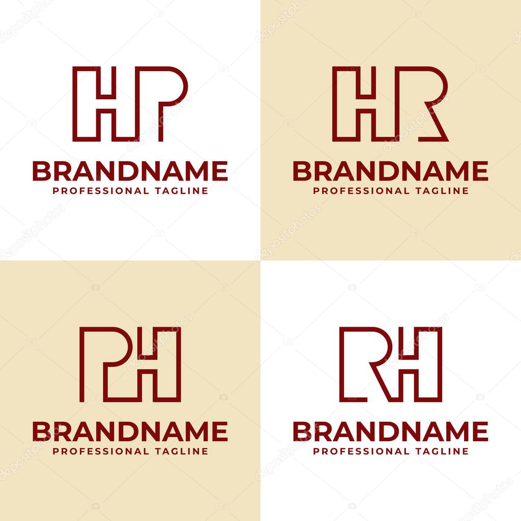 Letters HP PH HR RH Monogram Logo, suitable for any business