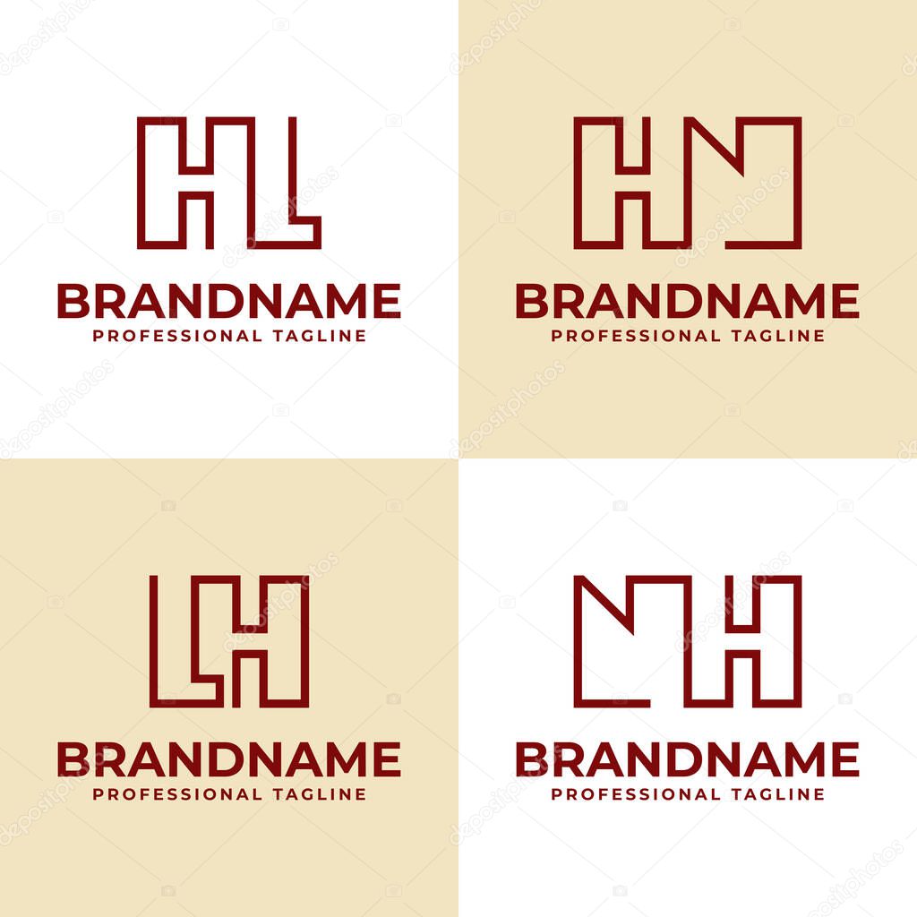 Letters HL LH HN NH Monogram Logo, suitable for any business