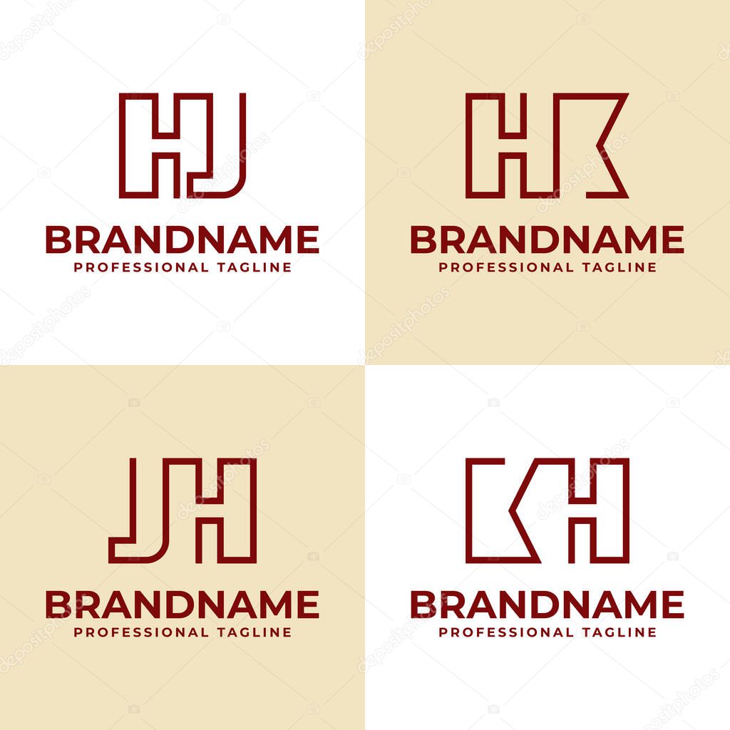 Letters HJ JH HK KH Monogram Logo, suitable for any business