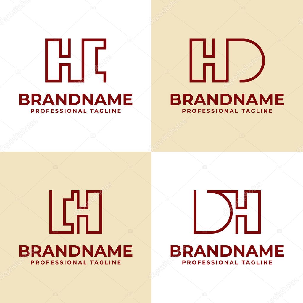 Letters HC CH HD DH Monogram Logo, suitable for any business