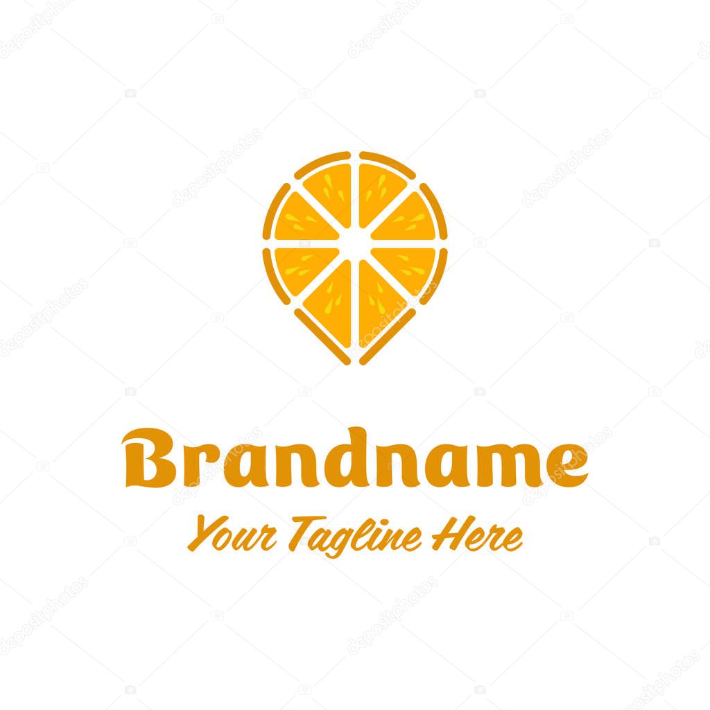 Orange Location Pin Logo, symbolizing freshness, fun, and creativity