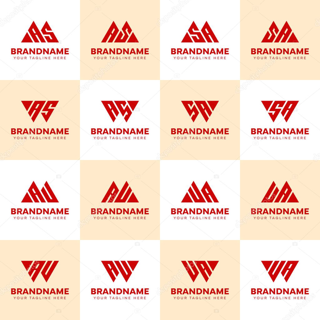 Letters MAS WAS MAU WAU AS AU Logo Set, suitable for any business