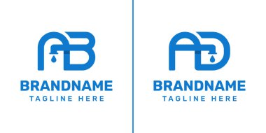 AB ve AD Harfleri Boru Teslimatı Logosu, tesisat, akış ve güvenilirliği simgeliyor