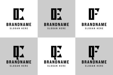QC QE QF Logo Set 'in OC OE OE Harfleri, FO QC CQ QE QEQ QF Baş harfleri için OC CO OE EO