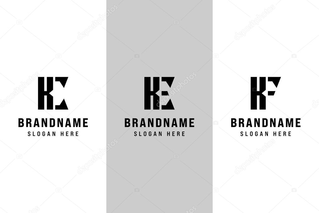 Letters KC KE KF Logo Set, for KC CK KE EK KF FK Initials