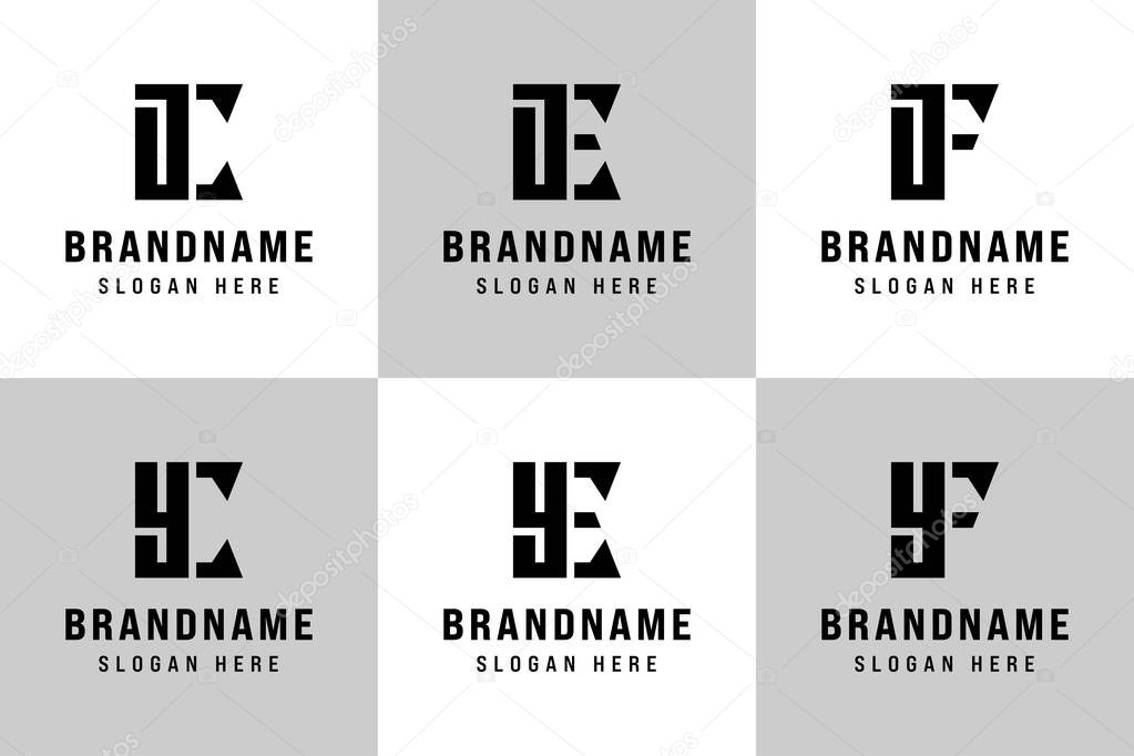 Letters JC JE JF YC YE YF Logo Set, for JC CJ JE EJ JF FJ YC CY YE EY YF FY Initials