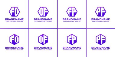 FP PF Hexagon Logo Seti 'nin Harfleri FP PF harflerinin baş harfleriyle iş yapmak için uygun bir FO.