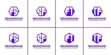FS FF FT Hexagon Logo Seti, FS FTT baş harfleri ile iş için uygundur