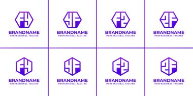 FY YF FZ ZF Hexagon Logo Seti, FY YF FZ ZZ baş harfleri ile iş yapmak için uygun