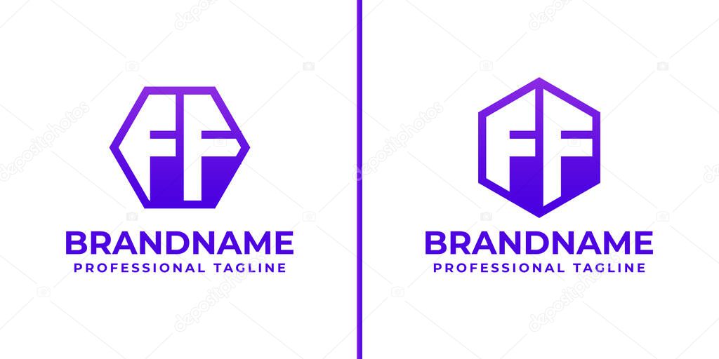 Letters FF Hexagon Logo Set, suitable for business with FF or FF initials