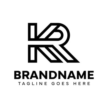 KR Monogram Logosu Harfleri, KR veya RK baş harfleri olan her iş için uygundur