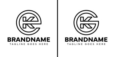 EK ya da GK Monogram Logosu Harfleri, KE EK GK baş harfleri ile her iş için uygundur