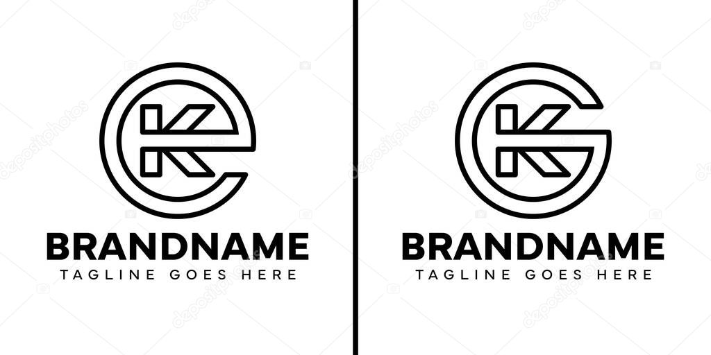 Letters EK or GK Monogram Logo, suitable for any business with KE EK GK KG initials