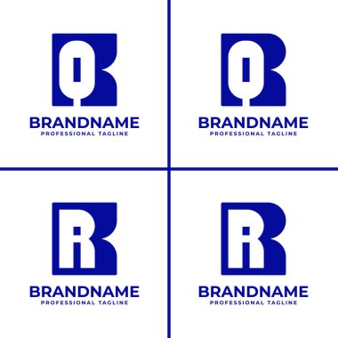 Harfler KQ RQ RR Monogram Logosu, KQ QK RQ QR KR RR RR baş harfleri olan her marka için uygundur