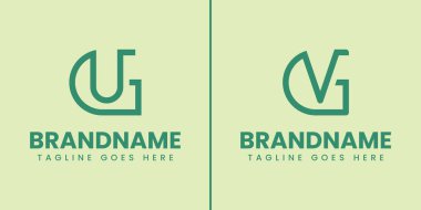 GU ve GV Monogram Logo Set harfleri, GU UG GV baş harfleri olan her marka için uygundur.