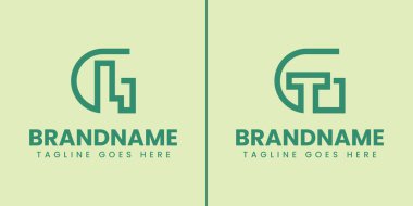 GL ve GT Monogram Logo Set harfleri, herhangi bir marka için uygun GL LG GT TG baş harfleri