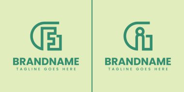 Harfler GF ve GI Monogram Logo Set, GFG GI IG baş harfleri ile her marka için uygundur