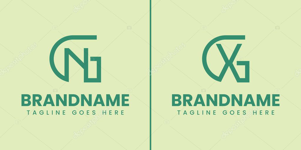 Letters GN and GX Monogram Logo Set, suitable for any brand with GN NG GX XG initials