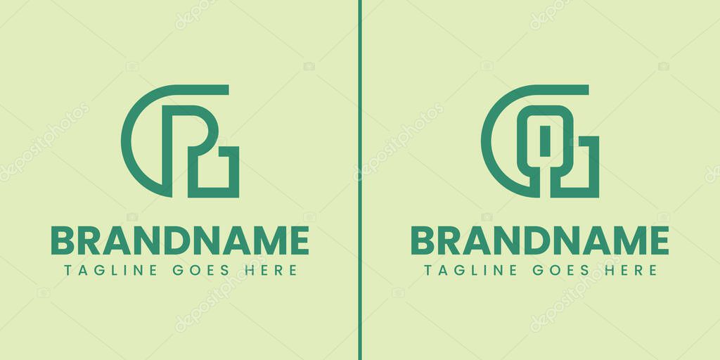Letters GP and GQ Monogram Logo Set, suitable for any brand with GP PG GQ QG initials